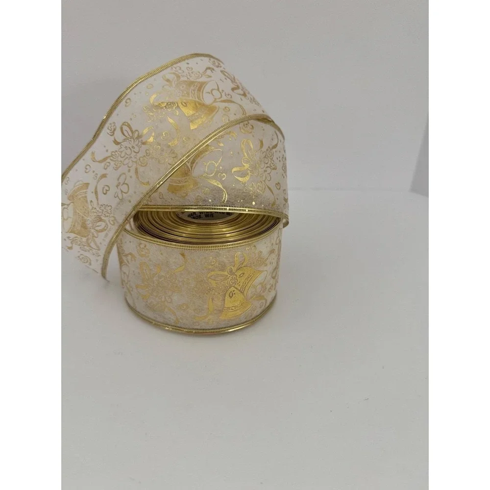 Gold Sheer  - Wired Edge Ribbon - 2.5